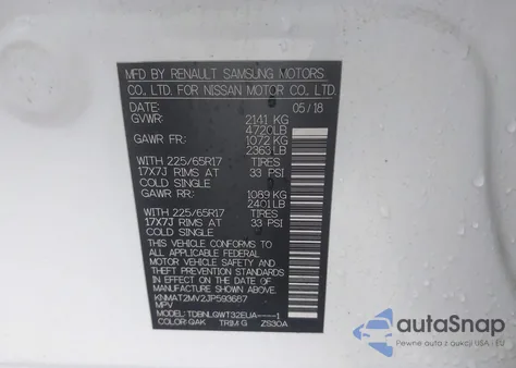 2018 Nissan Rogue Sv из США, поврежденный, VIN KNMAT2MV2JP593687